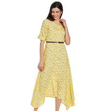 Deals, Discounts & Offers on Women - Rangriti Women's Rayon Asymmetrical Knee-Length Casual Dress