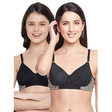 Deals and Offers on Women - Clovia Women's Pack of 2 Padded Non-Wired Full Cup Animal Print T-Shirt Bra in Multicolor Deals, Discounts & Offers on Women - Clovia Women's Pack of 2 Padded Non-Wired Full Cup Animal Print T-Shirt Bra in Multicolor