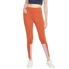 Deals and Offers on Women - Clovia Women's Snug-Fit High Rise Colourblocked Active Tights in Orange Deals, Discounts & Offers on Women - Clovia Women's Snug-Fit High Rise Colourblocked Active Tights in Orange
