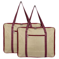 Deals, Discounts & Offers on Storage - Kuber Industries Small Size Lightweight Foldable Rexine Jumbo Underbed Storage Bag with Zipper and Handle (Brown & Maroon)-Pack of 2