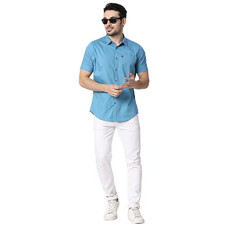 Deals, Discounts & Offers on Men - HammerSmith Men's Solid Slim Fit Cotton Casual Shirt with Spread Collar and Short Sleeves