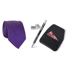 Deals, Discounts & Offers on Accessories - Aeht Men's Necktie, Cufflink, Pen and Card holder Set 1753 TPWC Red