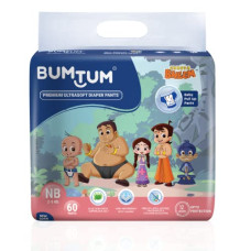 Deals, Discounts & Offers on Baby Care - Bumtum Chota Bheem New Born Baby Diaper Pants, 60 Count, Leakage Protection Infused With Aloe Vera, Cottony Soft High Absorb Technology (Pack of 1)