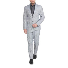 Deals, Discounts & Offers on Men - Hangup Men's Regular Fit Suit (Grey_Linen_Suit_36, Grey, Small)
