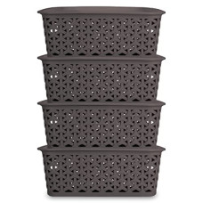 Deals and Offers on - Bel Casa Basket Small Pack of 4 Baskets with 4 Lids Multipurpose Royal Basket Plastic Modular Storage Baskets with Lid Deals, Discounts & Offers on - Bel Casa Basket Small Pack of 4 Baskets with 4 Lids Multipurpose Royal Basket Plastic Modular Storage Baskets with Lid