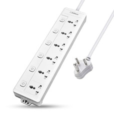 Deals, Discounts & Offers on Electronics - EMBOXExtension Board 6 Socket with 6 Individual Switch 10A, 2500w with Safety Shutter and Indicator,1.8 mtr Extension Cord,Extension Box