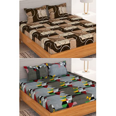 Deals and Offers on - BEDSPUN Flora Collection Combo Pack of 2 Double Bedsheet with 4 Pillow Covers | 150 TC Soft Microfiber - Polyester Fabric | 225x220 cm or 7.5x7.5 ft- (Brown and Gray) Deals, Discounts & Offers on - BEDSPUN Flora Collection Combo Pack of 2 Double Bedsheet with 4 Pillow Covers | 150 TC Soft Microfiber - Polyester Fabric | 225x220 cm or 7.5x7.5 ft- (Brown and Gray)