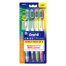 Deals, Discounts & Offers on  - Oral B Criss Cross - Family pack of 4 toothbrushes  Soft, For adults,Manual,Multicolor