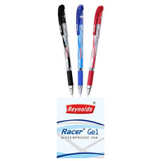 Deals, Discounts & Offers on Electronics - Reynolds RACER 10CT 6 BLUE 2 BLACK 2 RED | Gel Pen Set With Comfortable Grip | Pens For Writing | School and Office Stationery | Pens For Students | 0.5 mm Tip Size