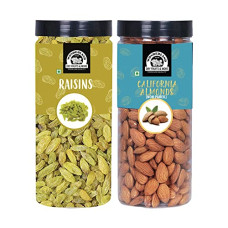 Deals, Discounts & Offers on  - WONDERLAND FOODS (DEVICE) Premium Dry Fruits Combo Pack of California Almonds (NP) + Raisin 1Kg (500gX2) Reusable Jar