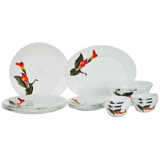 Deals and Offers on - Larah by Borosil Fluted Stargazer Dinner Set 21 Pieces, Opal Glass Dinner Plates & Bowls Crockery Set Deals, Discounts & Offers on - Larah by Borosil Fluted Stargazer Dinner Set 21 Pieces, Opal Glass Dinner Plates & Bowls Crockery Set