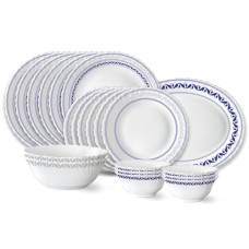 Deals and Offers on - Larah by Borosil Fluted Jazzblue Dinner Set 21 Pieces, Opal Glass Dinner Plates & Bowls Crockery Set Deals, Discounts & Offers on - Larah by Borosil Fluted Jazzblue Dinner Set 21 Pieces, Opal Glass Dinner Plates & Bowls Crockery Set