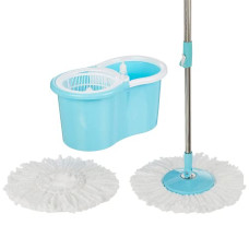 Deals, Discounts & Offers on Home Improvement - Amazon Brand- Presto! Spin Mop, Oval Bucket with Plastic Basket, 2 Refills