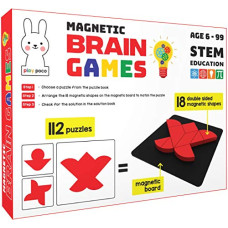 Deals, Discounts & Offers on Toys & Games - Play Poco Magnetic Brain Games - with 18 Double Sided Magnetic Shapes, Magnetic Board, 112 Puzzle Book, 112 Solution Book