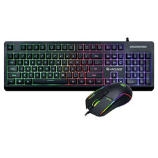 Deals, Discounts & Offers on Accessories - LAPCARE Champ LGC-012 Braided Wire USB Gaming Keyboard and Mouse Set, Membrane Backlit,Customized RGB Lights & 7D USB Mouse with 8000 DPI, Black