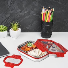 Deals and Offers on - CELLO Click It Toons Medium | 100% Food Grade | Leak Proof & Break Resistant | 2 Containers Lunch Box, 915 ml, Red Deals, Discounts & Offers on - CELLO Click It Toons Medium | 100% Food Grade | Leak Proof & Break Resistant | 2 Containers Lunch Box, 915 ml, Red