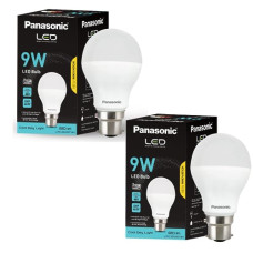Deals, Discounts & Offers on  - Panasonic ABS Plastic 9W Led Bulb | Led Bulb 9 Watt With B22 Base | 4Kv Surge Protection 9 Watt Bulb (Cool Day Light, Pack Of 2), Grey