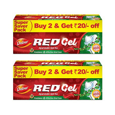 Deals, Discounts & Offers on  - Dabur Red Gel Ayurvedic Toothpaste - 600g (300g x 2, Pack of 2) | Reduction in Bad Breath, Plaque & Gingivitis | Freshness with Protection | For Healthy Gums & Effective Dental Care