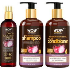 Deals, Discounts & Offers on  - WOW SKIN SCIENCE Red Onion Black Seed Oil Ultimate Hair Care Kit (Shampoo + Hair Conditioner + Hair Oil With Comb)(3 Items in the set)