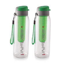 Deals and Offers on - Cello Infuse Plastic(PET) Water Bottle with Infuser, 800ml, Set of 2, Green Deals, Discounts & Offers on - Cello Infuse Plastic(PET) Water Bottle with Infuser, 800ml, Set of 2, Green