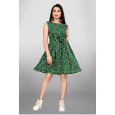 Deals, Discounts & Offers on  - [Sizes XS, S, M, L] MAA FABWomen Fit and Flare Green Dress