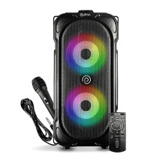 Deals and Offers on - pTron Fusion Party v2 40W Karaoke Bluetooth Party Speaker with 3M Wired Microphone, Dual Drivers, RGB Lights, USB/SD Card Playback, Auto TWS Function & Remote Control (Black) Deals, Discounts & Offers on - pTron Fusion Party v2 40W Karaoke Bluetooth Party Speaker with 3M Wired Microphone, Dual Drivers, RGB Lights, USB/SD Card Playback, Auto TWS Function & Remote Control (Black)