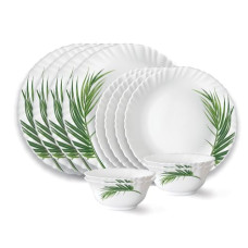 Deals and Offers on - Larah by Borosil Fluted Crescent Dinner Set 12 Pieces, Opal Glass Dinner Plates & Bowls Crockery Set Deals, Discounts & Offers on - Larah by Borosil Fluted Crescent Dinner Set 12 Pieces, Opal Glass Dinner Plates & Bowls Crockery Set