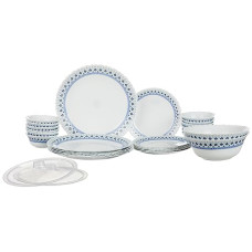 Deals and Offers on - Larah by Borosil Fluted Ocean Dinner Set 28 Pieces, Opal Glass Dinner Plates & Bowls Crockery Set Deals, Discounts & Offers on - Larah by Borosil Fluted Ocean Dinner Set 28 Pieces, Opal Glass Dinner Plates & Bowls Crockery Set