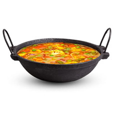 Deals, Discounts & Offers on Cookware - The Indus Valley Pre-Seasoned Cast Iron Kadai with Strong Handles | Small, 24 cm/9.4 inch, 2Ltr, 2.8kg | Induction Friendly | Naturally Nonstick Kadhai, 100% Pure & Toxin-Free, No Chemical Coating