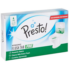 Deals and Offers on - Amazon Brand - Presto! Hygienic Flush Tabs, Pine - 50 g (Pack of 6) Deals, Discounts & Offers on - Amazon Brand - Presto! Hygienic Flush Tabs, Pine - 50 g (Pack of 6)