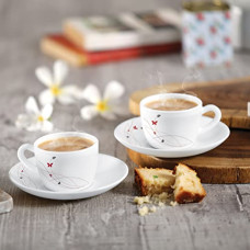 Deals and Offers on - CELLO Lush Fiesta Opalware Queen Cup and Saucer Set | Small Size Cups Deals, Discounts & Offers on - CELLO Lush Fiesta Opalware Queen Cup and Saucer Set | Small Size Cups