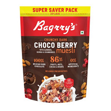 Deals and Offers on - Bagrrys Crunchy Dark Choco Berry Muesli With Almond,Quinoa & Cranberries 750gm Pouch |100% Dark Chocolate| Chocolate Muesli | 86% Fruits, Nuts & grains|0% Artificial Ingredients Deals, Discounts & Offers on - Bagrrys Crunchy Dark Choco Berry Muesli With Almond,Quinoa & Cranberries 750gm Pouch |100% Dark Chocolate| Chocolate Muesli | 86% Fruits, Nuts & grains|0% Artificial Ingredients