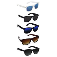 Deals, Discounts & Offers on Sunglasses & Eyewear Accessories - Silver Kartz Unisex  Non-Polarization Sunglasses (Black_M_Pack Of 5)