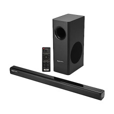 Deals and Offers on Electronics - amazon basics Soundbar with Wired Subwoofer, 120W RMS, 2.1 Channel, Modes, Remote Control, BT v5.0, HDMI (ARC), Aux, USB, Line Compatible with TVs, Smart Phones, Tablets, PCs (Black) Deals, Discounts & Offers on Electronics - amazon basics Soundbar with Wired Subwoofer, 120W RMS, 2.1 Channel, Modes, Remote Control, BT v5.0, HDMI (ARC), Aux, USB, Line Compatible with TVs, Smart Phones, Tablets, PCs (Black)