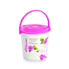 Deals, Discounts & Offers on  - Cello Blossom Plastic Pedal Bin, Small, 6 Liters, White and Pink
