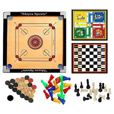 Deals, Discounts & Offers on Toys & Games - NIkjon Combo Wooden S20_Size Carrom Board 3 in 1 Game (Carrom with Ludo, Chess)