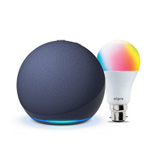 Deals and Offers on - All-New Echo Dot (5th Gen, Blue) Combo with Wipro 9W LED Smart Color Bulb Deals, Discounts & Offers on - All-New Echo Dot (5th Gen, Blue) Combo with Wipro 9W LED Smart Color Bulb