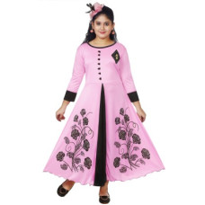 Deals, Discounts & Offers on  - [Size 2 - 3 Years] KAARIGARIGirls Maxi/Full Length Party Dress(Pink, 3/4 Sleeve)