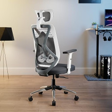 Deals, Discounts & Offers on Furniture - Green Soul Zodiac Pro Office Chair, High Back Mesh Ergonomic Home Office Desk Chair with 2D Adjustable Armrests, Adjustable Lumbar Support, Smart Synchro Multi-Tilt Lock Mechanism(White & Grey)