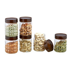 Deals and Offers on - Steelo Solitaire Plastic Kitchen Storage Container Set Kitchen Organiser Air Tight Container Set Fridge safe US FDA Approved PET Food Grade Heavy Duty Material, BPA Free (Brown, 300 ML, Pack of 6) Deals, Discounts & Offers on - Steelo Solitaire Plastic Kitchen Storage Container Set Kitchen Organiser Air Tight Container Set Fridge safe US FDA Approved PET Food Grade Heavy Duty Material, BPA Free (Brown, 300 ML, Pack of 6)