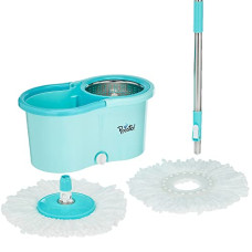 Deals, Discounts & Offers on Home Improvement - Presto! Spin Mop with Steel Wringer, Plastic Bucket Set, Blue