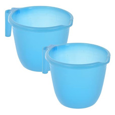 Deals, Discounts & Offers on  - Kuber Industries Plastic Bathroom Mug|Strong Plastic Material & Great Capicity|Size 14 x 14 x 12 CM,Pack of 2,Capicity 1 LTR (Sky Blue)-46KM0205, Standard