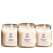 Deals, Discounts & Offers on  - Azhar Scented Candles Pack of 3|Unique Fragrances|Premium Glass Jar|10-12 Hours of Burn Time|Candles for Home Decor, Luxury Gift