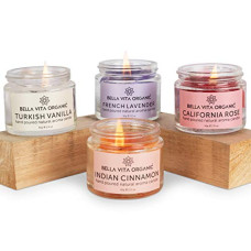 Deals, Discounts & Offers on  - Bella Vita Organic Aroma Candles Soy Wax 4 X 60gms Each, Scented Aromatic Fragrance of Vanilla, Cinnamon, Lavender and Rose, up to 15 Hours, Best Gift