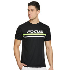 Deals, Discounts & Offers on Men - FUSEFIT Men's Geometric Regular T-Shirt (FFA-MT050-01-S_Black S)