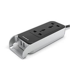 Deals, Discounts & Offers on Electronics - ANCHOR by Panasonic 6A,Spike Guard With Handle, 2 Sockets + USB 2.4A, 0.8M cable (Black and Silver) (22052)