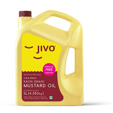 Deals, Discounts & Offers on Lubricants & Oils - Jivo Premium Cold Pressed Kachi Ghani Pure Mustard Oil, 5 Litre | Healthy Cooking Oil