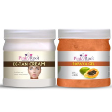 Deals, Discounts & Offers on  - Pink Root De-tan Cream 500ml with Papaya Gel 500ML