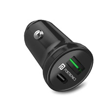 Deals, Discounts & Offers on Mobile Accessories - Portronics CarPower Mini Car Charger with Dual Output, Fast Charging (Type C PD 18W + Mach USB-A) Compatible with All Smartphones(Black)