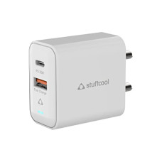 Deals, Discounts & Offers on Mobile Accessories - Stuffcool Flow25 Dual Port 25W PPS PD Type C Port with 18W QC3.0 Type A Port Made in India Wall Charger